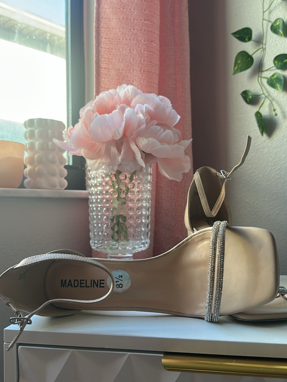 Madeline Pink Floral Bubble Glass Vase Accent